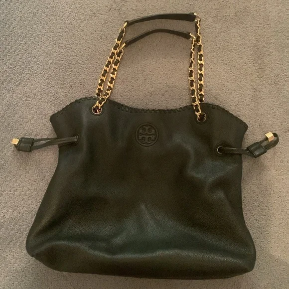 Tory Burch Black leather Slouch Bag with Gold Chain - Picture 8 of 8